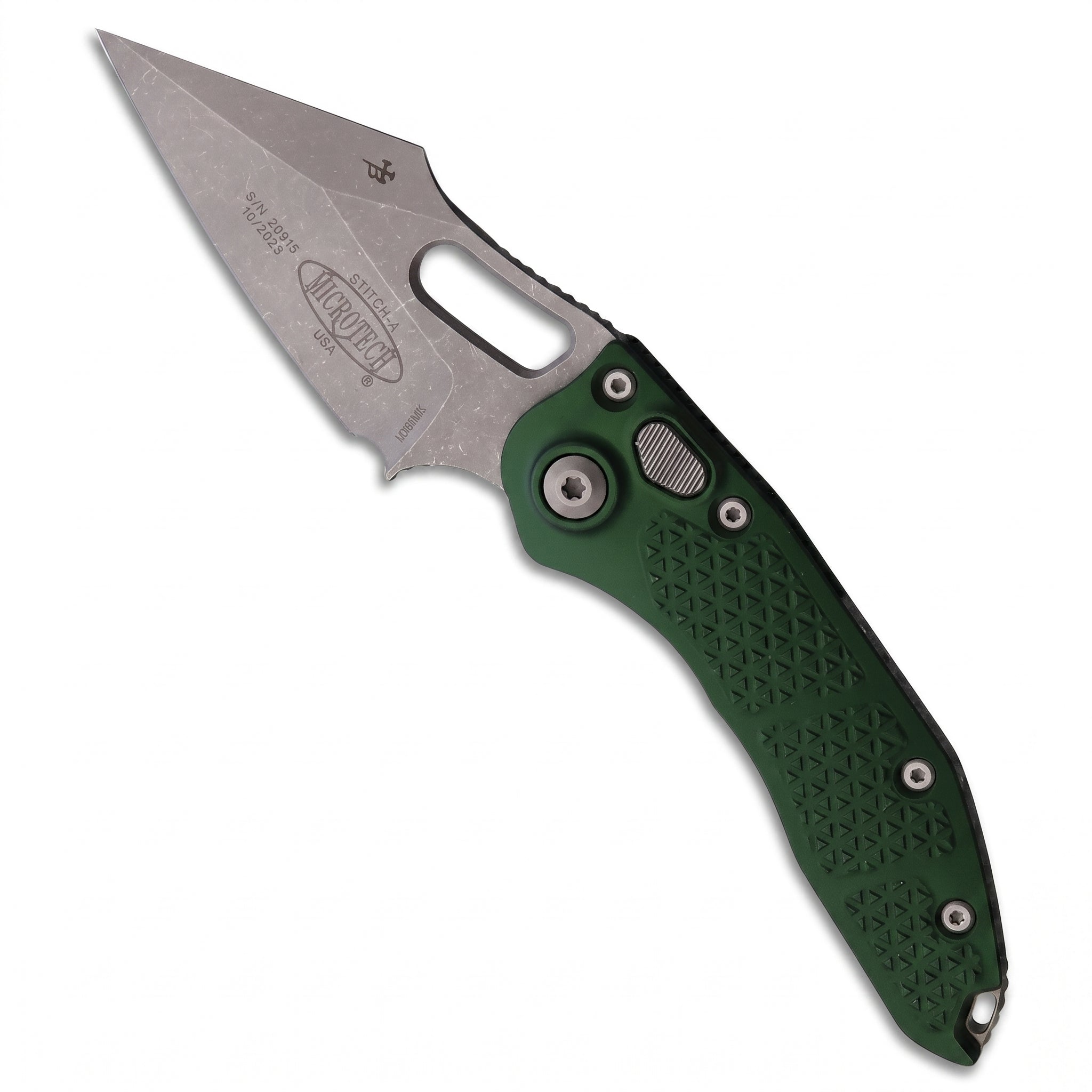 Microtech Stitch Automatic Knife Emerald Green Aluminum (3.75" Apocalyptic)