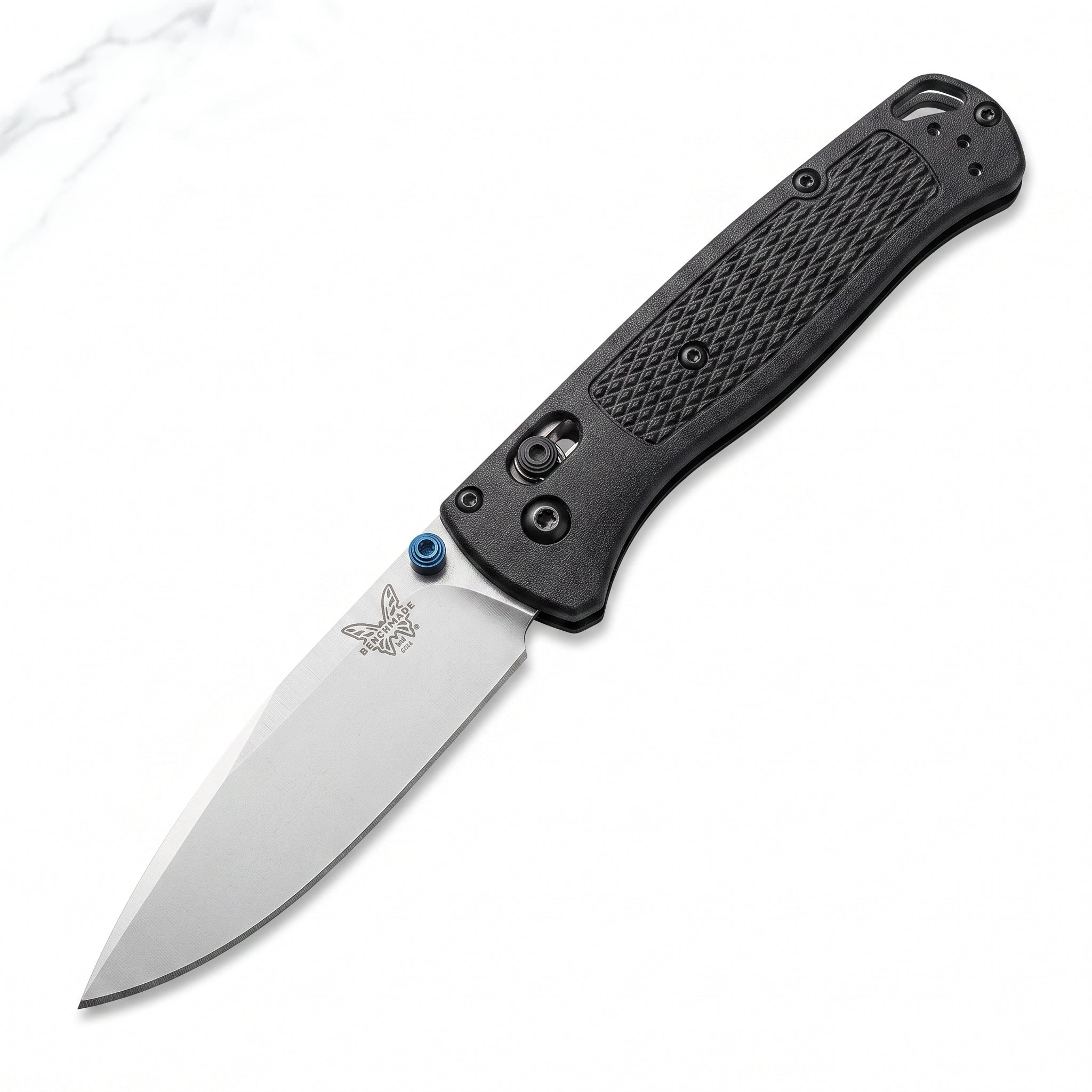 Benchmade Bugout Folding Knife 3.24in Plain Textured Blue Carbon Fiber BM5353