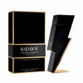 Carolina Herrera Bad Boy Eau de Toilette natural spray bottle and its black and gold packaging box, displayed on a clean white background.
