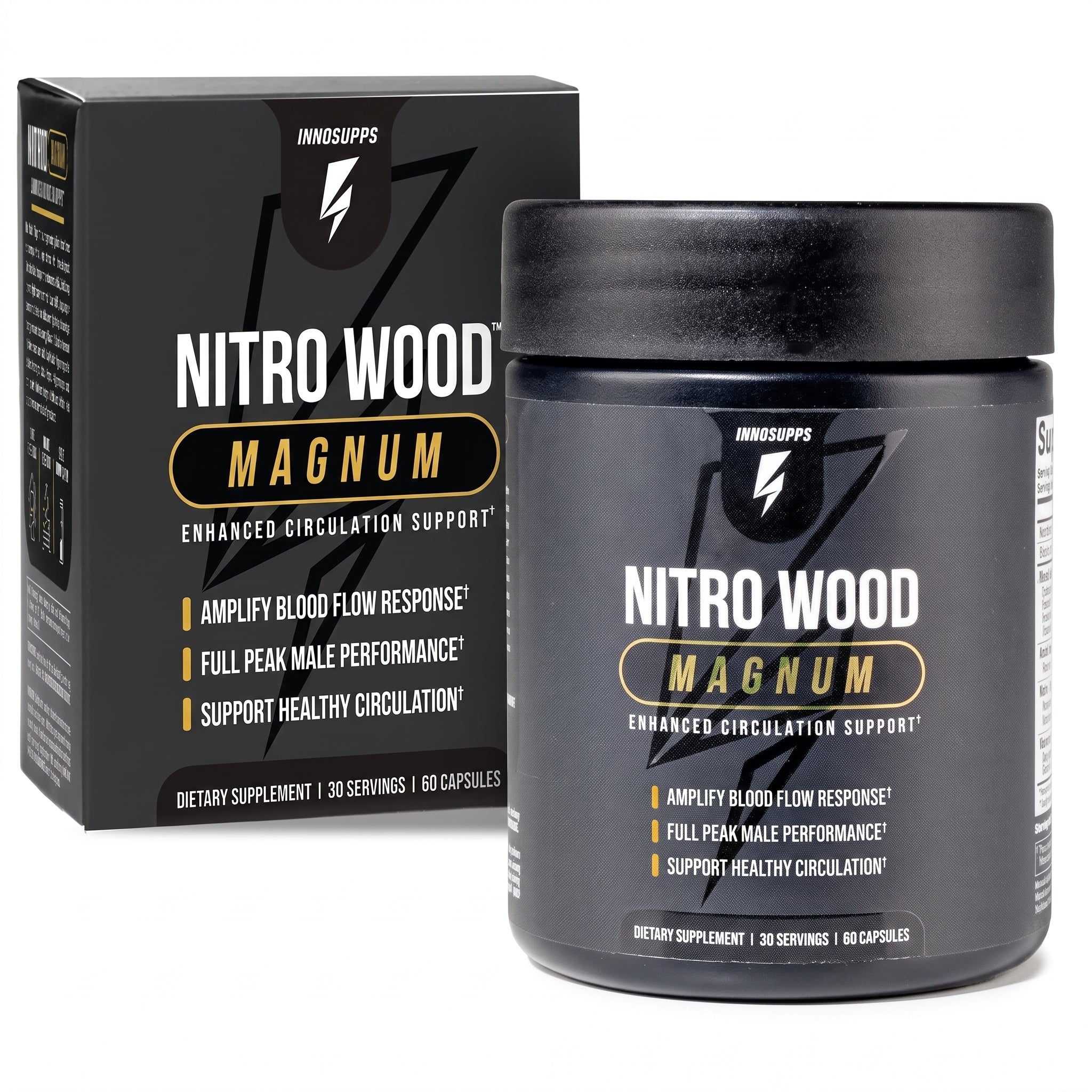 Nitro Wood Magnum Extra Strength Nitric Oxide Booster for Men, 30 Servings