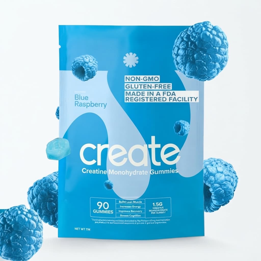 Create Creatine Monohydrate Gummies - Blue Raspberry - Size 90ct - Hamxi