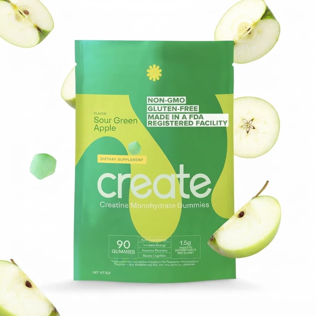 Create Creatine Monohydrate Gummies - Sour Green Apple - Size 90ct - Hamxi