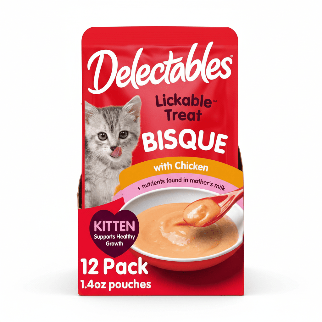 Delectables Bisque Kitten Lickable Wet Cat Treats | Tuna & Chicken | Pack of 12 - Hamxi