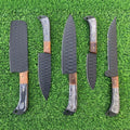 Handmade 5-Piece Chef Knife Set with Leather Roll Bag - Hamxi