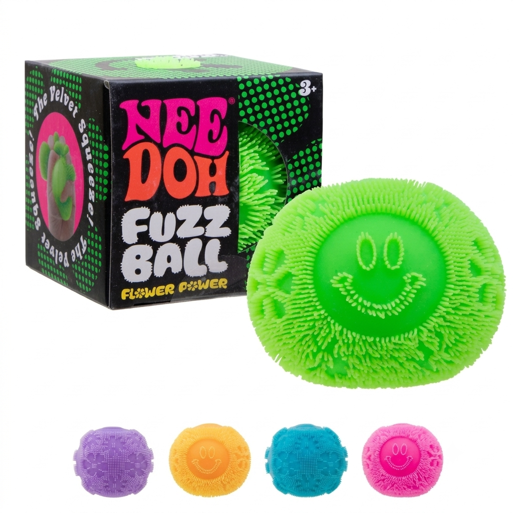 Needoh Fuzz Ball Flower Power Squish Stress Ball - Hamxi