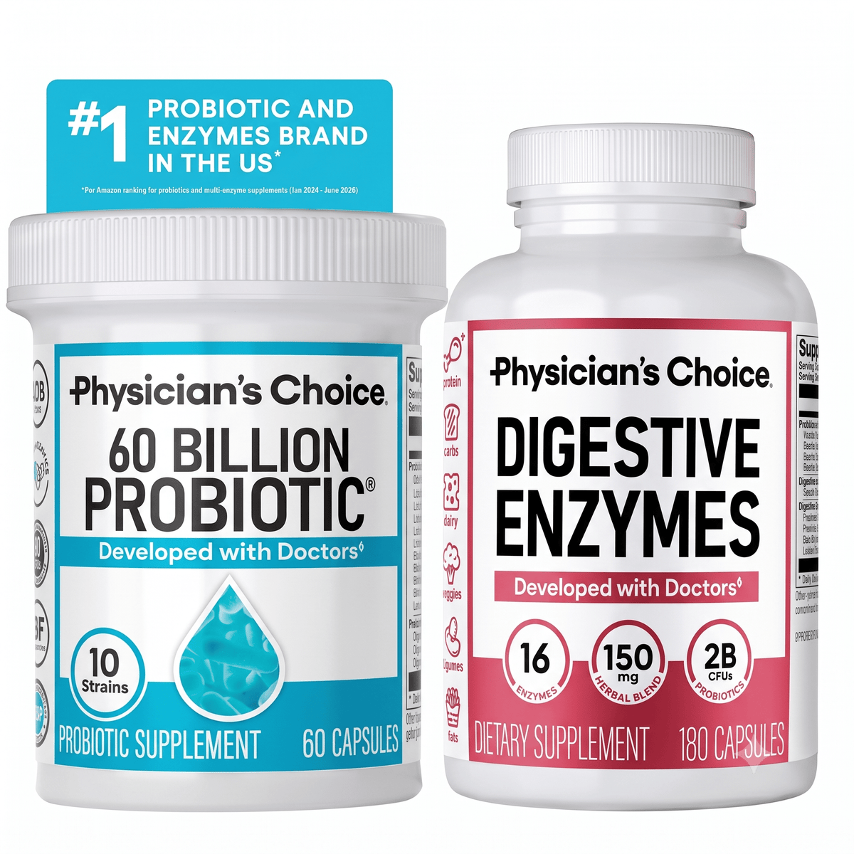 Probiotics 60 Billion Plus Digestive Enzymes Combo - Hamxi