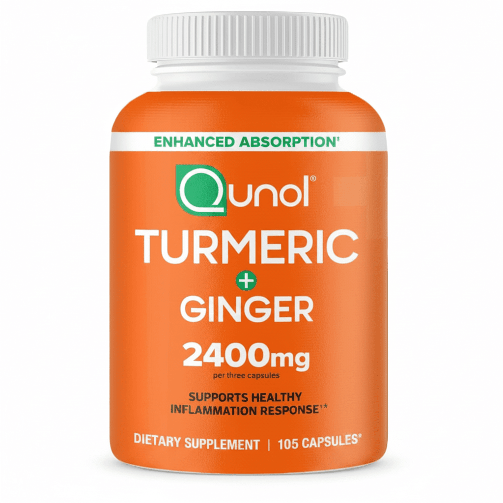 Qunol Turmeric Curcumin 2400mg with Black Pepper & Ginger - Enhanced Absorption, Joint Support, Extra Strength, 105 Count