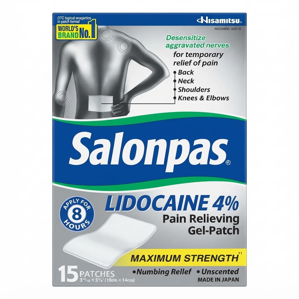 Salonpas Lido Max Strength Pain Relief Patch 15 Count - Hamxi