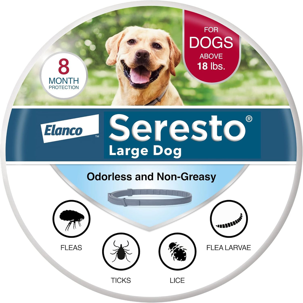 Seresto Flea & Tick Collar for Dogs Over 18 lbs 8-Month Protection - Hamxi