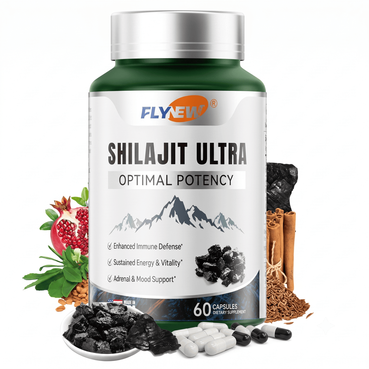 Shilajit for Men Women Optimal Potency 60 Capsules - Hamxi