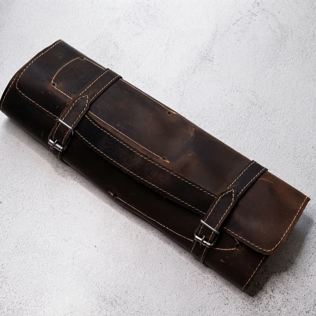 Wildrose Damascus 5-Piece Chef Knife Set & Leather Roll - Hamxi