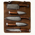 Wildrose Damascus 5-Piece Chef Knife Set & Leather Roll - Hamxi
